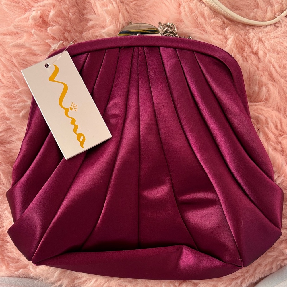 Elegant Magenta Satin Clutch by